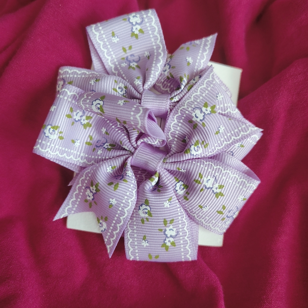 Lavender Floral Ribbon Bow